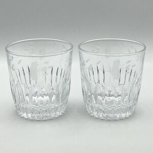Vintage Princess House Heritage Set Of 2 Old Fashioned Rocks Glasses 10oz Floral